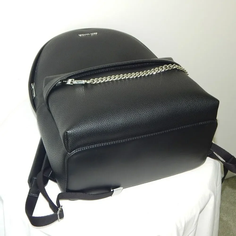 NWT Michael Kors SLATER MK Logo Laptop Compatible Chain Large Backpack Black